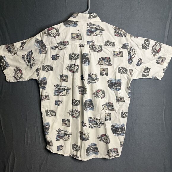 Woolrich Button Up Shirt Mens Large White Camping All Over Print AOP Outdoors - Picture 6 of 9